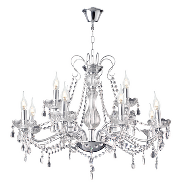 Polished Chrome Chandelier with Crystals